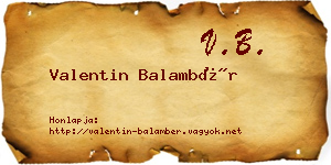 Valentin Balambér névjegykártya